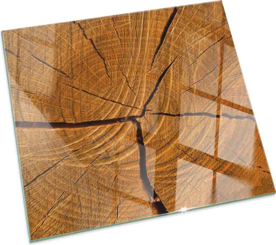 Produktbild von Holzmaserung im Querschnitt – Glasbodenplatte für – Kaminofen – Kaminplatte Glas – Schutzglas – Funkenschutzplatte –Glasbodenplatte Feuerfeste – Hitzeschutzplatte – Bodenschutz aus Glas – 60x60 cm