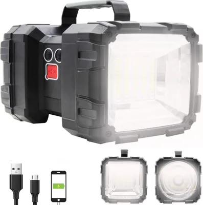 Produktbild von LED Taschenlampe, LED Handscheinwerfer Akku Wiederaufladbar mit 7 Lichtmodi Taschenlampen mit USB Kabel, IPX5 Wasserdicht, SOS Notfall Taschenlampe