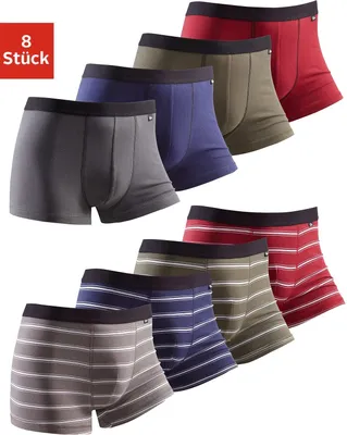 Produktbild von Buffalo Boxer Boxershorts für Herren 8 -teilig gestreift-olivgrün, blau, bordeaux, grau Größe L