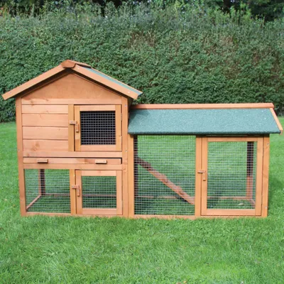 Produktbild von Kaninchenstall, Hasenstall, Hasenvilla, Kleintierstall Hasenhaus Klopfer - mit hochwertiger Kunststoffschublade