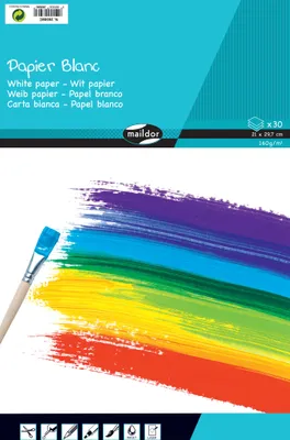 Produktbild von Clairefontaine 5x Zeichenblock Standard mit 30 Blatt A4 160g - Weiß 26508C