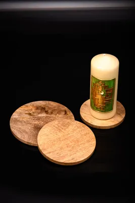 Produktbild von Kerzenteller aus Holz, Naturfarbe Ø 10 cm