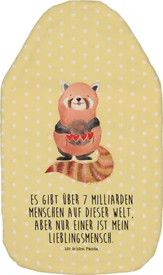 Produktbild von Mr. & Mrs. Panda Wärmekissen Roter Panda - Gelb Pastell - Geschenk, Rot, Lieblingsmensch, Liebling, gummi wärmflasche, wärmebeutel, Bettflasche, Liebe, Lustige Sprüche
