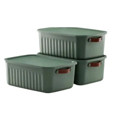 Produktbild von Aufbewahrungsbox mit Deckel, 3er-Set, 15 L, BPA-freier Kunststoff, nestbar und stapelbar,
