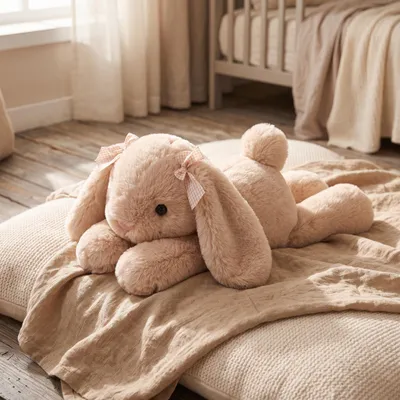Produktbild von Schüchternes Kaninchen Plüschtier 35cm Kuscheltier Stofftier Kissen Kindergeburtstag Geschenk, KI-generiertes Bild