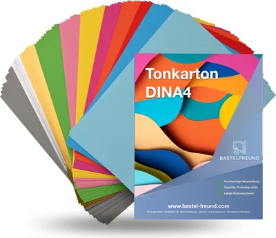 Produktbild von 100 Blatt Tonpapier 230 g/m² Buntpapier A4 - 16 Farben bunt mit Gold & Silber Farben - Kopierpapier, Bedruckbar; Papierstärke 230 g/m²