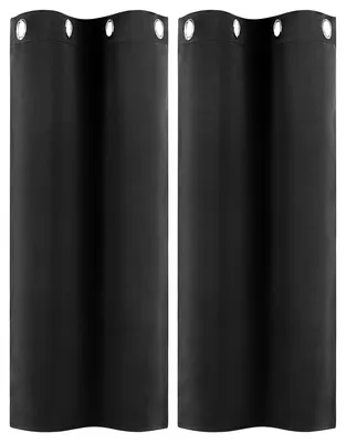 Verdunklungsvorhang Set 2er, schwarz, 66x114 cm, mit Ringen