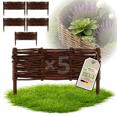 Produktbild von Floranica 5 Stück Beetbegrenzung Weide 20 cm x 40 cm – Rasenkante Weidengeflecht Beeteinfassung, Beetumrandung