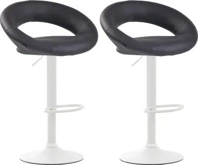 Image de Lot de 2 tabourets de bar CLP Olinda en similicuir, réglables en hauteur et pivotants, gris, structure blanche