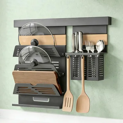 Produktbild von Multifunktionaler Küchenorganizer mit Topfdeckel- und Besteckhalter