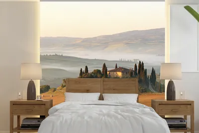 Produktbild von MuchoWow® Fototapete für Wohnzimmer oder Schlafzimmer Wandtapete Vinyl Motivtapete Toskana - Landschaft - Italien - 260x260 cm - Papiertapeten