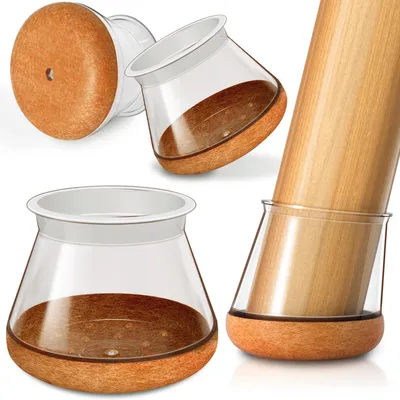 Obrázek produktu pro 24 kusů ochranných podložek na nábytek, průhledné, silikonové, pro kulaté nohy o průměru 18,1–28 mm, s filcovou vrstvou