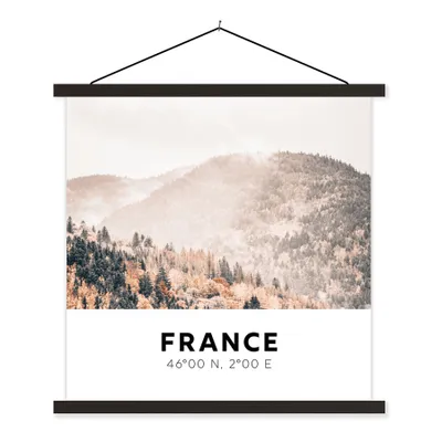 Produktbild von MuchoWow® Textilposter Frankreich - Bäume - Nebel 60x60 cm mit schwarzem Rahmen - Posteraufhänger