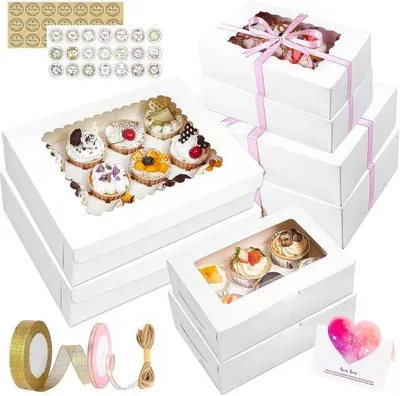 Produktbild von Famanu Cupcake Box 18 Stück mit transparentem Fenster - ideal für Backen und Dekoration