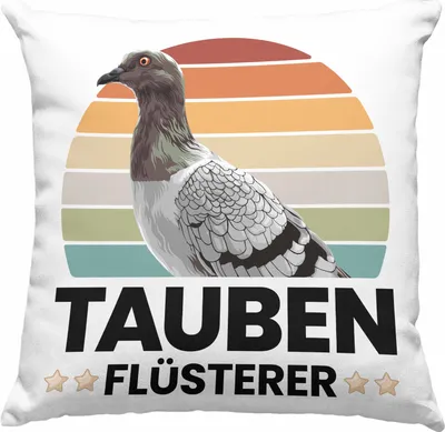 Produktbild von Trendation - Zaubenzucht Geschenk Taubenzüchter Zubehör Tauben Deko-Kissen mit Füllung 40x40 Lustiger Spruch Taubenflüsterer Taubenliebhaber Becher (Grün)