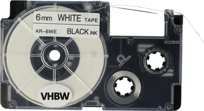 Produktbild von vhbw Schriftband-Kassette kompatibel mit Casio KL-300, KL-70E, KL-200E, KL-60, KL-7400, KL-7000, KL-7200 Etiketten-Drucker 8m x 6mm Schwarz auf Weiß