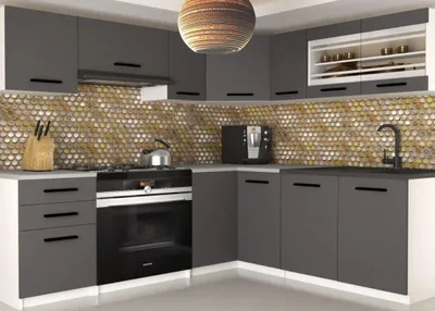 Produktbild von NEU L-FORM Eckküche INFINITI 360 cm matt 6 Farbvarianten Grau TOR LIDIA2/4/WT/SR/0/B1