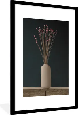 Produktbild von MuchoWow® Gerahmtes Poster Vase - Stillleben - Blumen 60x90 cm - Poster mit Schwarzem Bilderrahmen Wandposter Rahmen Foto Bilder - Dekoration - Wandposter Wohnzimmer - Hochwertig
