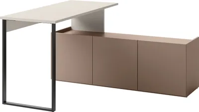 Produktbild von MIRJAN24 Schreibtisch Sigma 3D SG10, Computertisch mit integrierte Kommode, Jugendzimmer Kollektion (Farbe: Cashmere / Trüffel)
