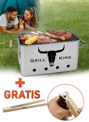 Produktbild von Holzkohlegrill, BBQ Grill +Zange Gartengrill 43x22 cm, Tischgrill Campinggrill für Outdoor Kochen, Camping und Picknick