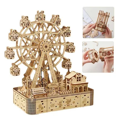 Produktbild von 3D-Puzzle 3D Holzpuzzle, DIY Riesenrad Spieluhr mit Zahnradantrieb, 183 teile