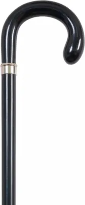 Zdjęcie produktu dla Laska Garcia 1880 z drewna bukowego – czarna – okrągła rączka – długość 92 cm – laska dla kobiet i mężczyzn – rączka z tworzywa sztucznego – 310 gramów