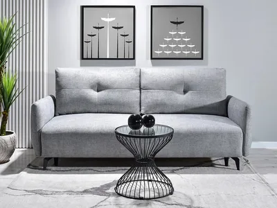 Zdjęcie produktu dla Sofa rozkładana MIGDALIA - jasnoszary / czarny