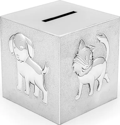 Produktbild von Silbernes Sparschwein für ein Kind, elegant als Geschenk, Tierwürfel | Größe: 85x85x76 mm | Artikelnummer: ZV6025060