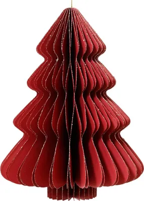 Produktbild von Kaemingk Weihnachtsanhänger Tannenbaum Rot Glitter & Aufhänger 15 cm - Papier