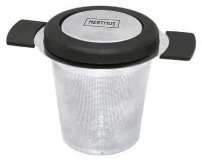 Teefilter aus Edelstahl mit Griffen, 2 Stück, schwarz