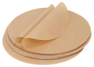 Image de 150 feuilles de papier sulfurisé rondes, papier sulfurisé antiadhésif Ø 28 cm, papier sulfurisé rond pour barbecue, résistant à la chaleur, pour la cuisson à la poêle, pour les pizzas au barbecue, les gâteaux et la friteuse à air chaud (marron)