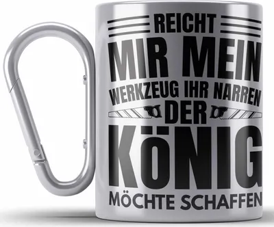 Produktbild von Trendation - Handwerker Edelstahl Tasse Karabiner Geschenk Mechatroniker Hausmeister Geschenkidee Männer Spruch (Silber)