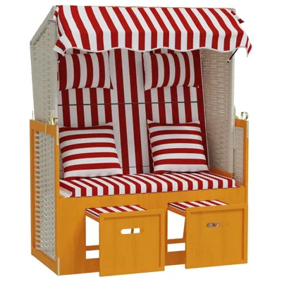 Zdjęcie produktu dla VidaXL 318665, Taras, Obite siedzisko, Drewno sosnowe, Poliester, Technorattan, Czerwony, Biały, 550 mm, 1150 mm