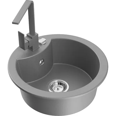 Obrázek produktu pro Mexen Diego 1-miskový granitový dřez s kuchyňskou baterií Rita, Šedá - 6512-71-670300-71