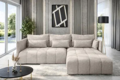 Produktbild von AX LIVING Gaziante beige Eckschlafcouch mit Bettkasten 248 cm