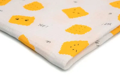 Obrázek produktu pro Bavlněný mušelín s potiskem, dvojitá gáza, sušenky 50 x 130 cm