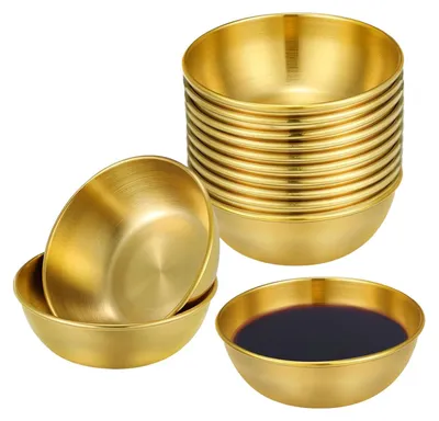 Image de Assiettes de service - Lot de 10 pièces - Acier inoxydable - Ø 8,2 cm - Dorées
