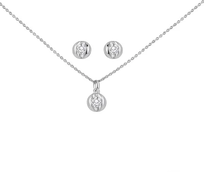 Produktbild von F Set Anhänger/Kette und Ohrstecker 925/- Sterling Silber 42+3cm weiß Zirkonia 271200004R