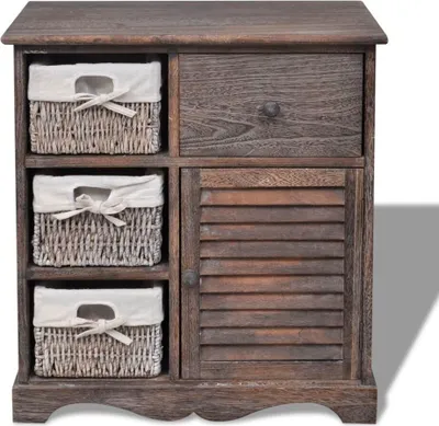 Image de vidaXL Commode avec 3 paniers Marron