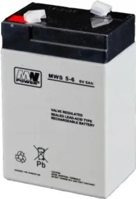 Produktbild von MW Power MWS 5-6, Plombierte Bleisäure (VRLA), 6 V, 1 Stück(e), Schwarz, Weiß, 5 Ah, 50 A