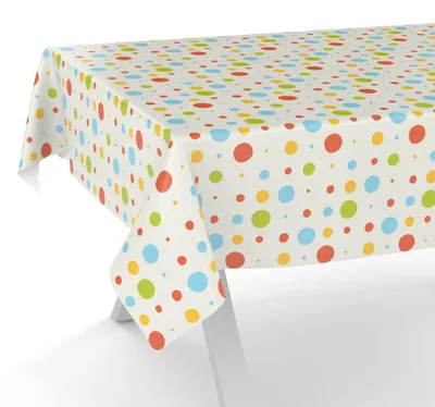 Tischdecke Geometrie - Dots Party Bunt 200x140cm Schnittkante Wachstuch abwaschbar, Hauptbild