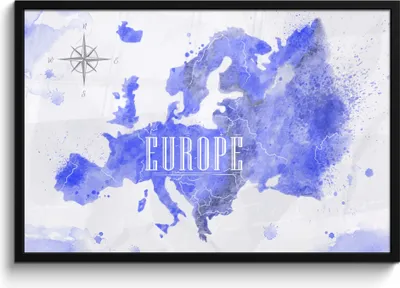 Produktbild von MuchoWow® MuchoWow® Gerahmtes Poster Karte - Lila - Europa 90x60 cm - Poster mit zchwarzem Bilderrahmen - Fotorahmen - Foto-Plakat