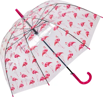 Produktbild von Clayre & Eef Erwachsenen-Regenschirm Ø 90 cm Transparant Kunststoff Flamingo