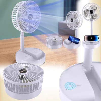 Obrázok produktu pre Prenosný skladací ventilátor 3v1 bezdrôtový stojanový a stolný ventilátor s 7200mAh batériou - FoldFan