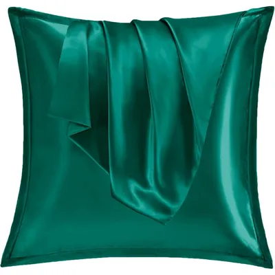Immagine prodotto di Set di 2 federe in raso, 65x65 cm, verde scuro, con cerniera