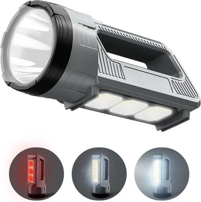 Zdjęcie produktu dla Lampa LED – lampa z akumulatorem o mocy 6000 lumenów – 6 trybów pracy – z kablem USB – wodoodporna (IPX4) – do biwakowania, do domu, na wypadek awarii