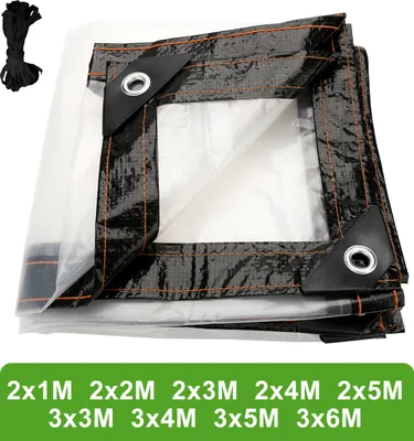 Image de Jayseuw bâche PVC transparente imperméable avec œillets, bâche résistante aux intempéries auvents pliables,3 × 6M protection contre la pluie bâche pour meubles de jardin plantes serre