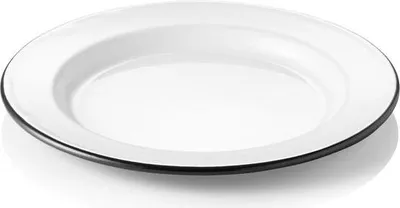 Produktbild von 12x Teller GRACE, flach, Ø 20 cm, Emaille, weiß schwarzer Rand