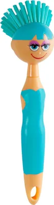 Produktbild von Runde Spül- und Abwaschbürste aus PET für Töpfe und Geschirr – Türkis, 5 x 5 x 24 cm