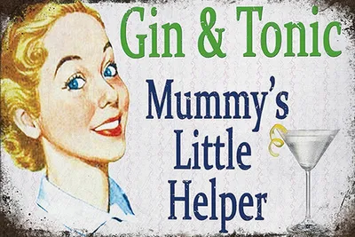 Produktbild von vianmo Holzschild 12x18 cm Gin Tonic Mummy´s little helper
